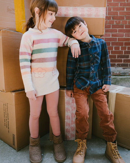 Long Sleeve Flannel Shirt Blue And Brown Plaid