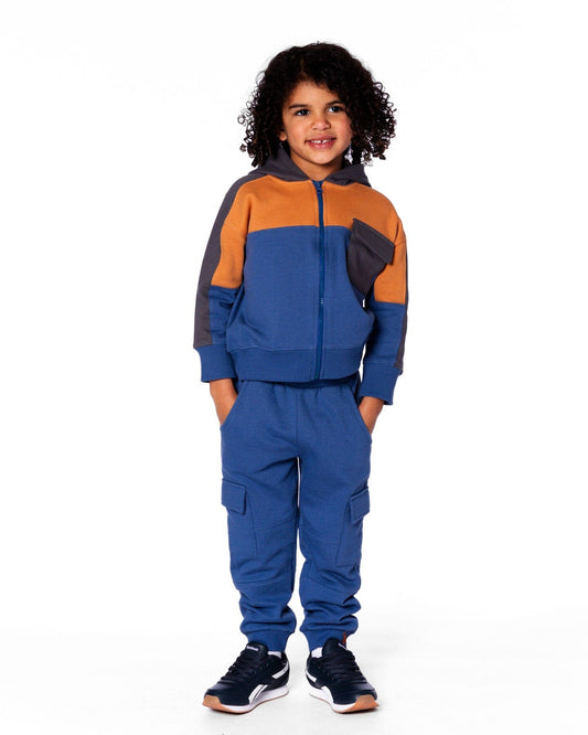 Fleece Sweatpants With Cargo Pockets Blue