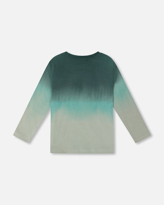 Long Sleeve Organic Cotton Gradient Jersey Tee Bottle Green