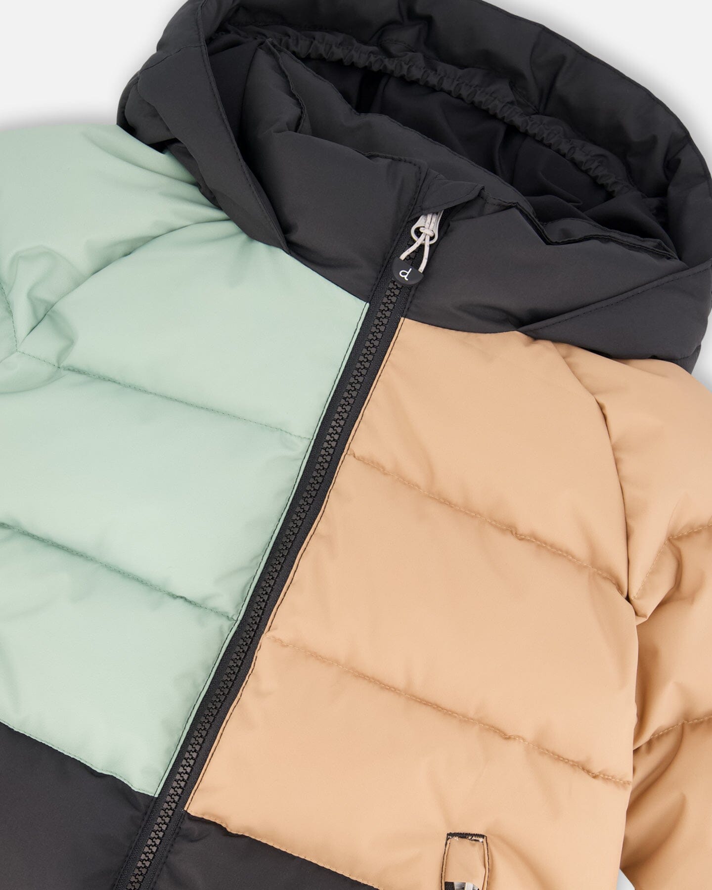 Colorblocked Puffy Winter Coat Black
