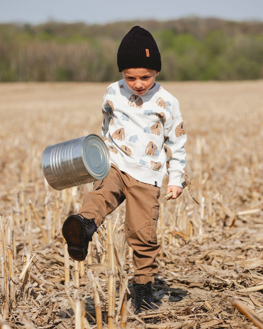Twill Jogger Cargo Pants In Taupe