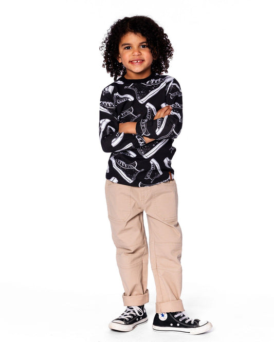 Twill Jogger Pants With Patch Pockets In Beige