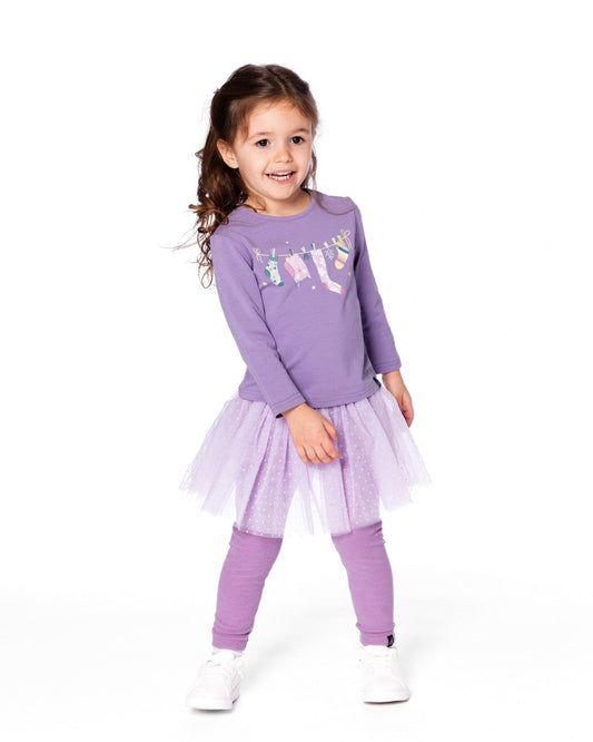 Leggings With Tulle Skirt Purple Gray