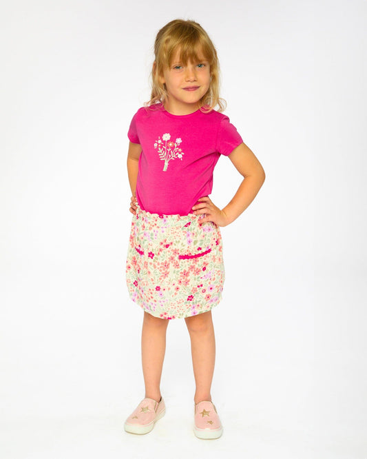 Muslin Skort Off White Printed Flowers