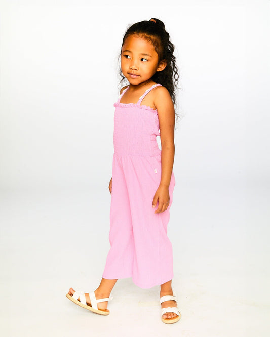 Crinkle Jersey Jumpsuit With Smocking Pink