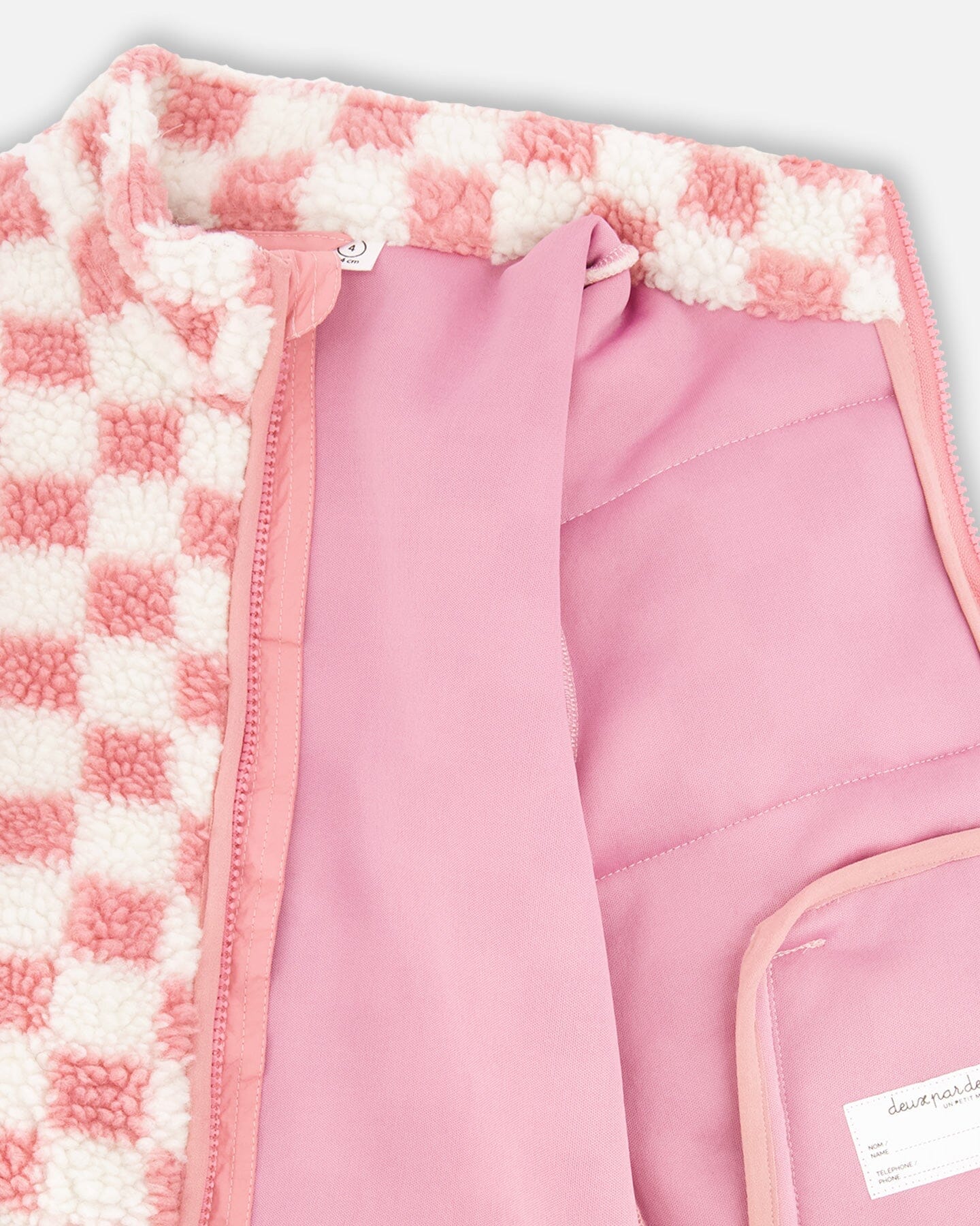 Sherpa Jacket Pink Checkerboard
