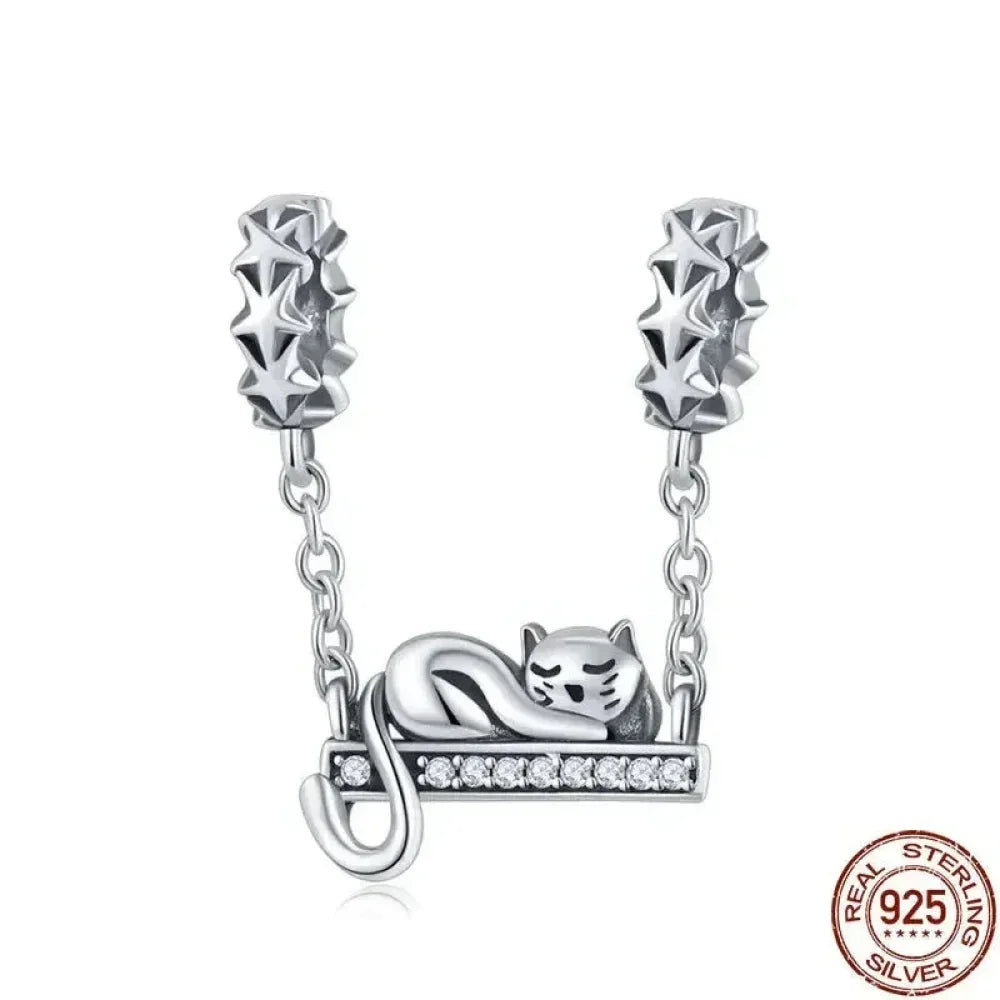 Purrfectly Celestial: Adorable Cat Star Charm (925 Silver)