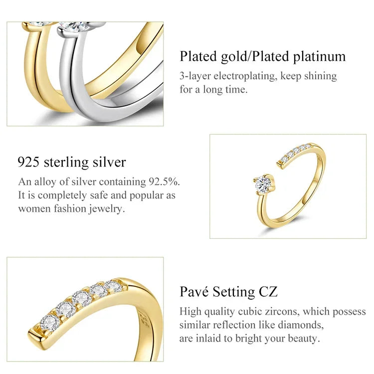 925 Sterling Silver Adjustable CZ Band Ring