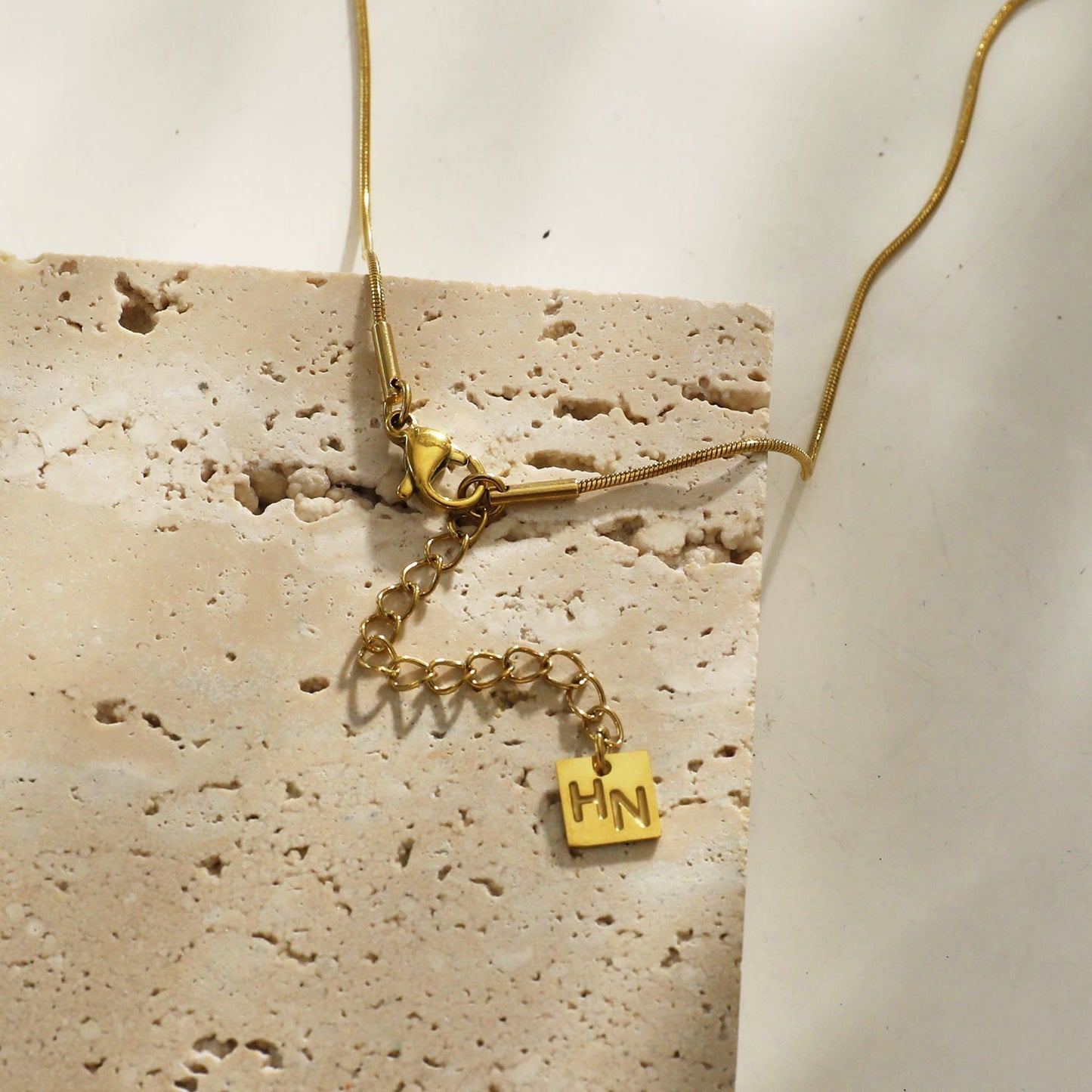 HAVANA Snake-Skin Textured Chain with Gold & Tiger's Eye Stone Charms