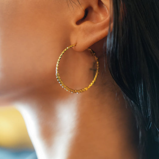 HOSHIKA: Variable Textured Beaded Hoop Earrings