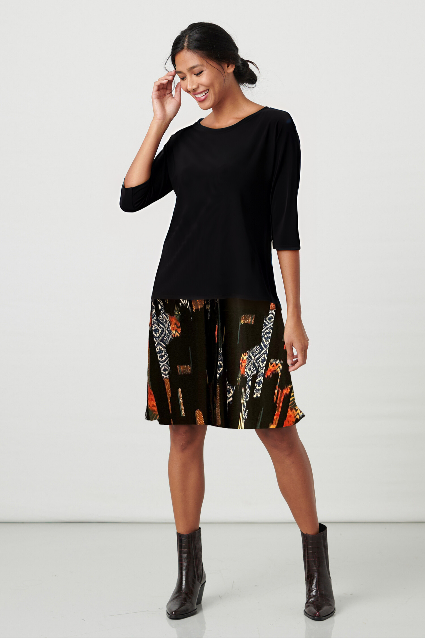 Halle Reversible Skirt β Wrinkle-Free Jersey Knit