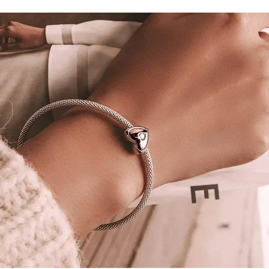 Two-Tone Heart Charm: Embrace Timeless Love