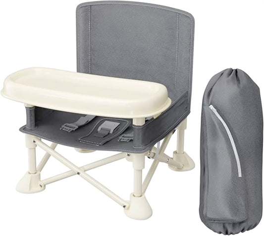 Portable Baby Chair | Camp Chair With Removable Tray (Grey)