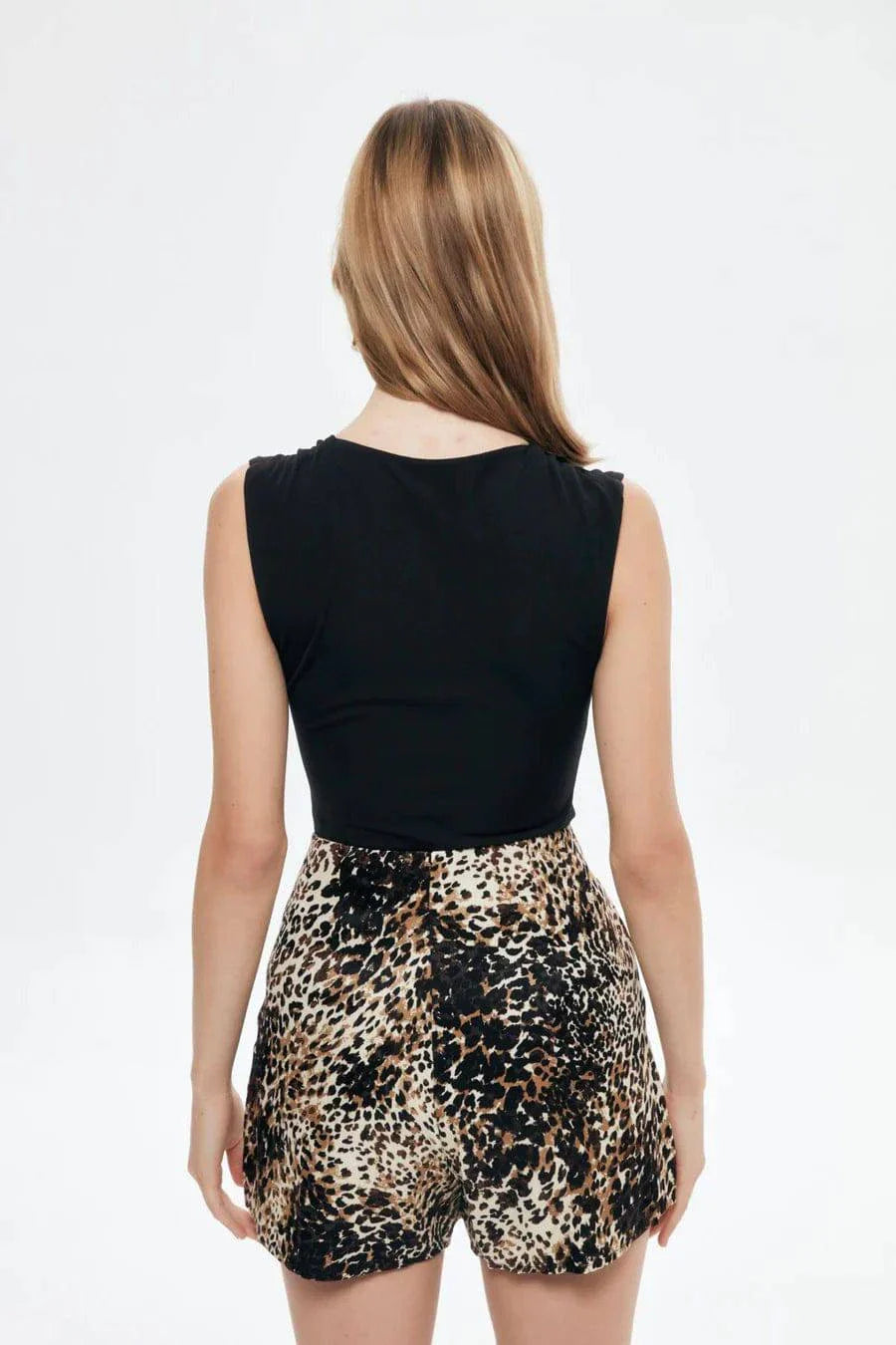 Square Neck Thick Straps Bodysuit - Black