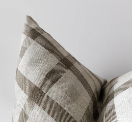 Quinton | Neutral Plaid Pillow Cover
