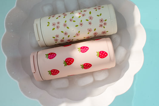 Gobelet isotherme 16oz - crème bloom rose