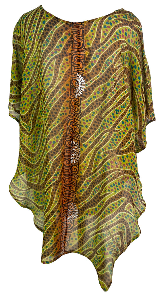PRG6309 Sheer Avatar Pure Silk Waterfall Top