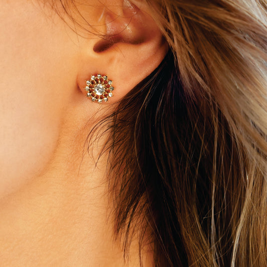 KERELA Gold: Shimmering Star Zirconia (CZ) Stud Earrings