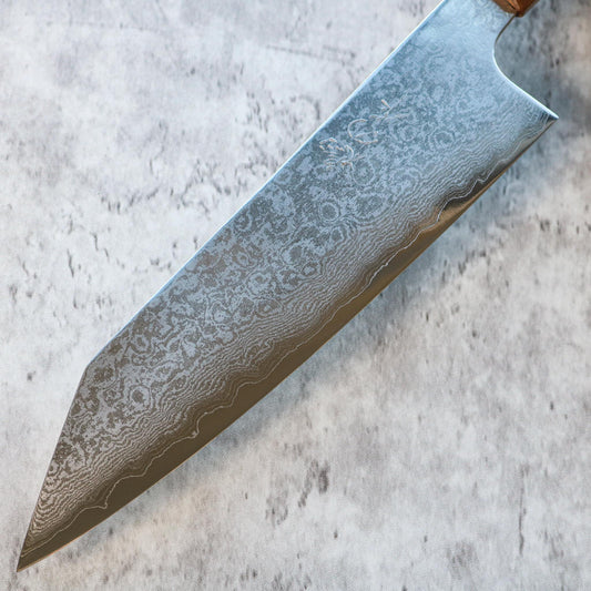 Kenshiro Hatono Ginsan Damascus Gyuto 210 mm Oak