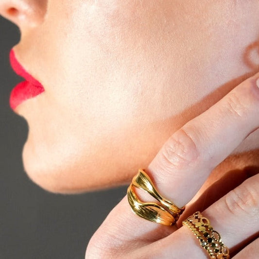 LARKE Avant-Garde Textured & Shaped Stacked Abstract Ring