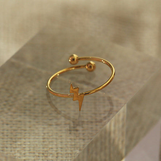 LAZER: Dainty Lighting Bolt Ring