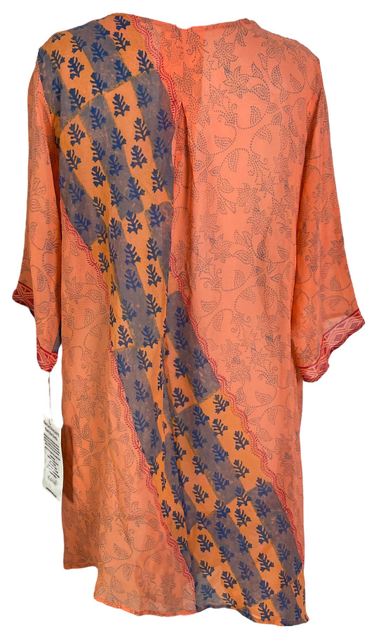 PRG6034 Sheer Avatar Pure Silk Self Pocket Tunic Dress