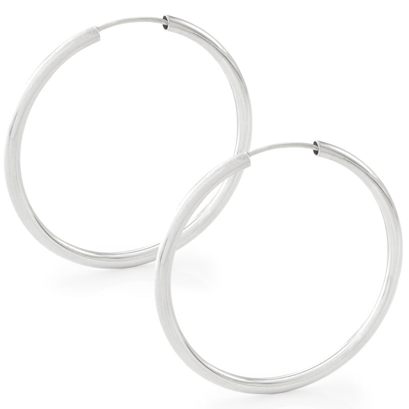 45mm Thick Silver Hoop Earrings