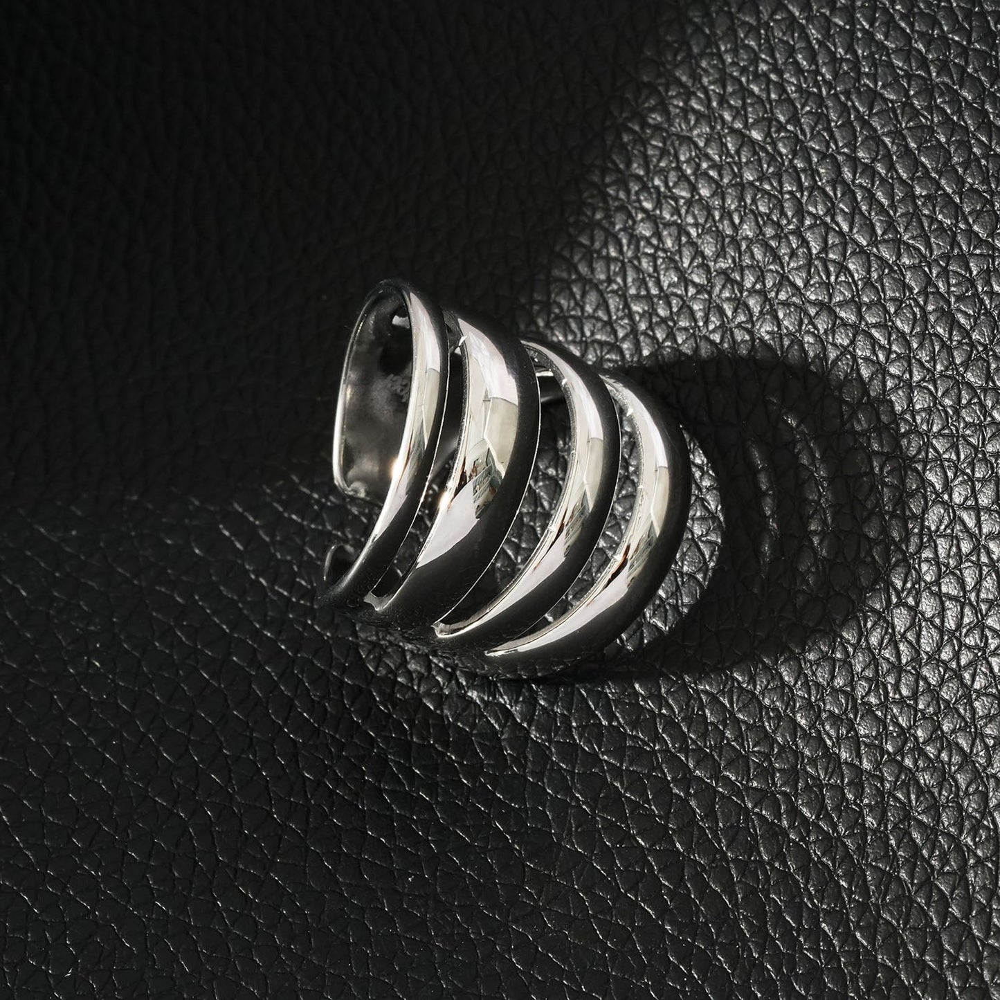 MAKET Silver Toned White Gold: Multi Stacked Four Rings in One