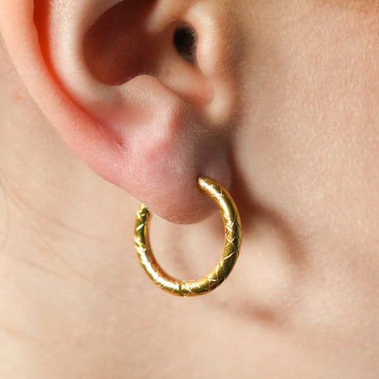 MALENA: Decorative Etched Hoop Earrings