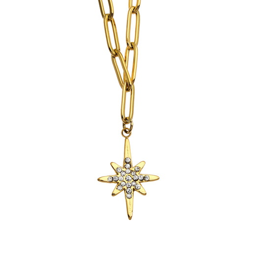 MALVINA Mix Gold Chain with Zirconia Studded Star Pendant