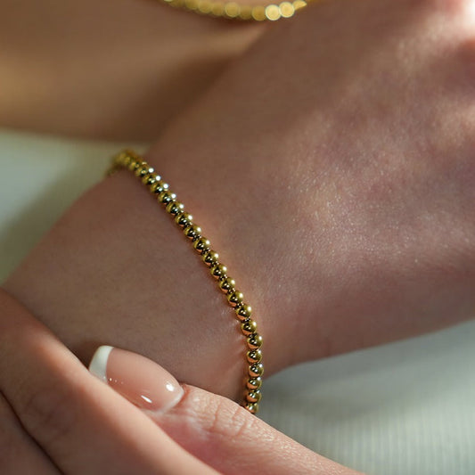 MANAMI Gold: Ball-Beads Contemporary Chain Bracelet