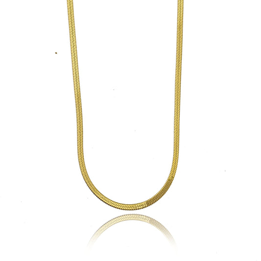 MILA: Snake Skin Textured Delicate Width Gold Chain Necklace