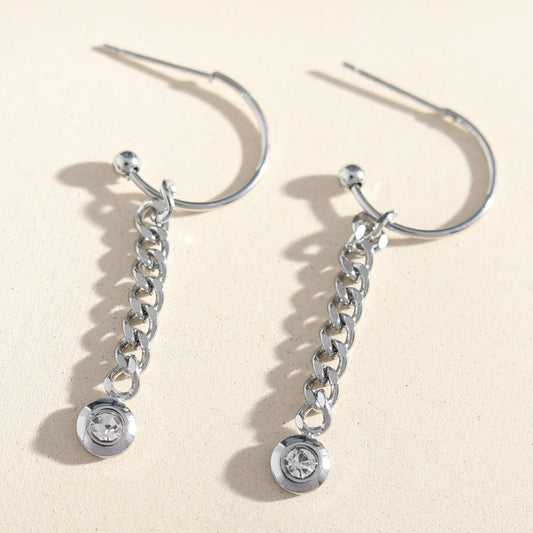 MIYA: Zirconia Link Chain Drop Earrings