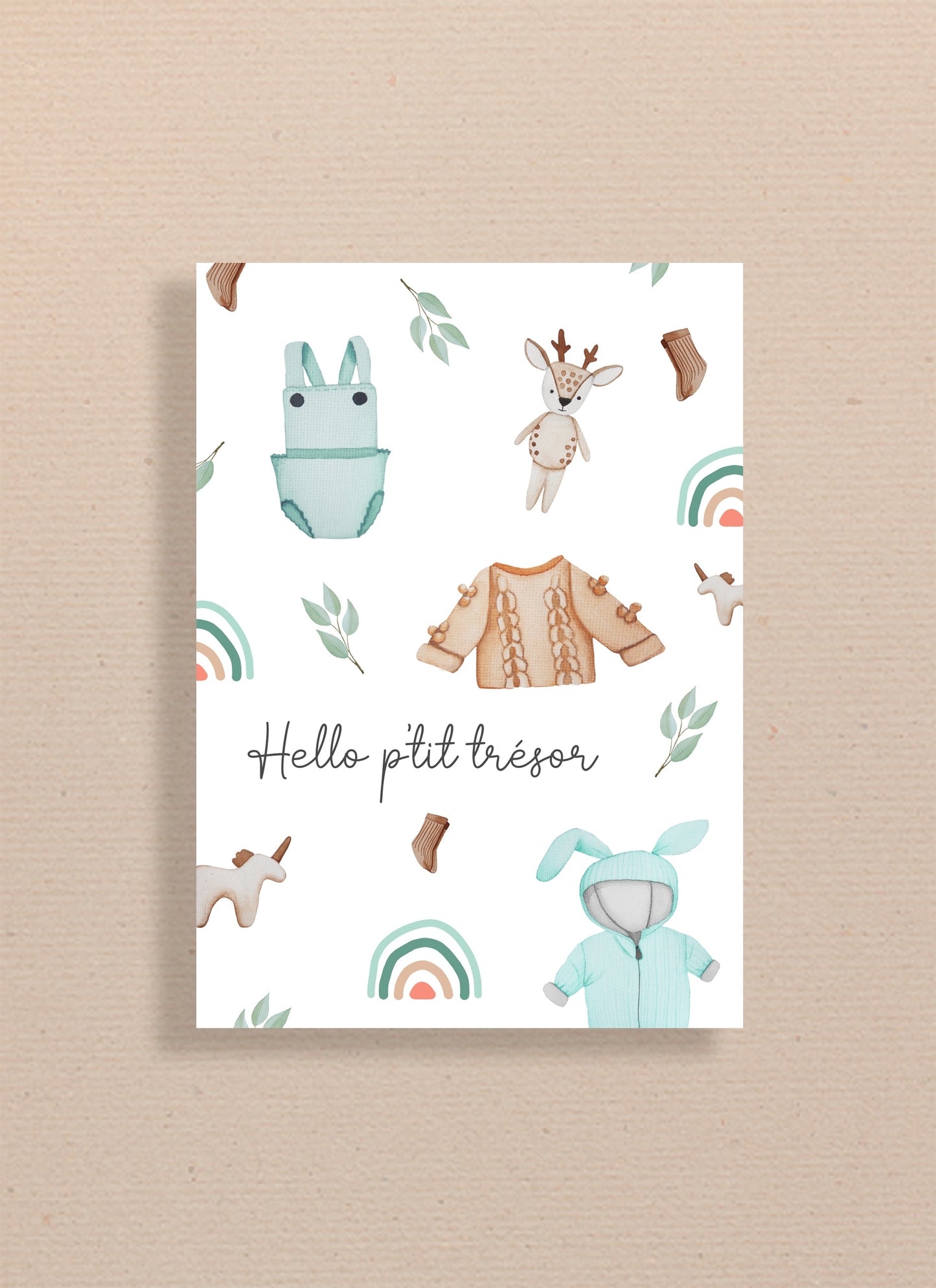 Carte 5x7" naissance - bébé garçon