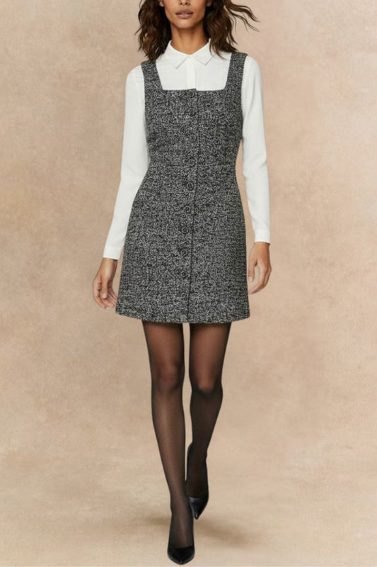 Madelaine Grey Tweed Apron Dress