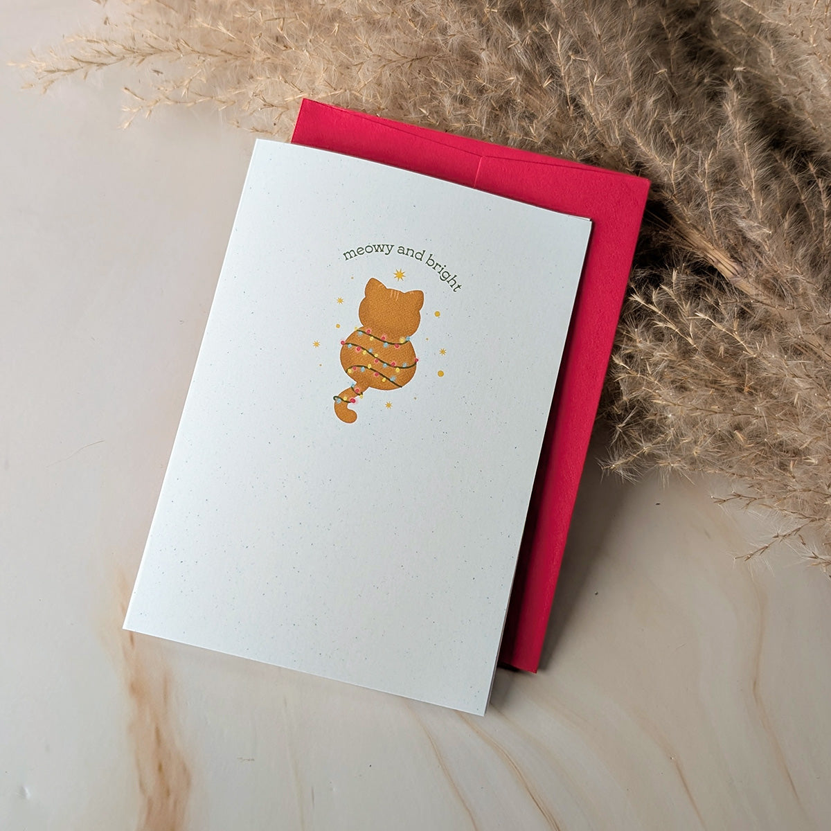 Meowy and Bright Mini Cat Holiday Greeting Card