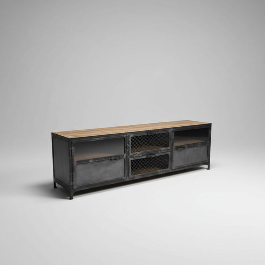 Meuble Télé Ibiza en bois de manguier et acier brut