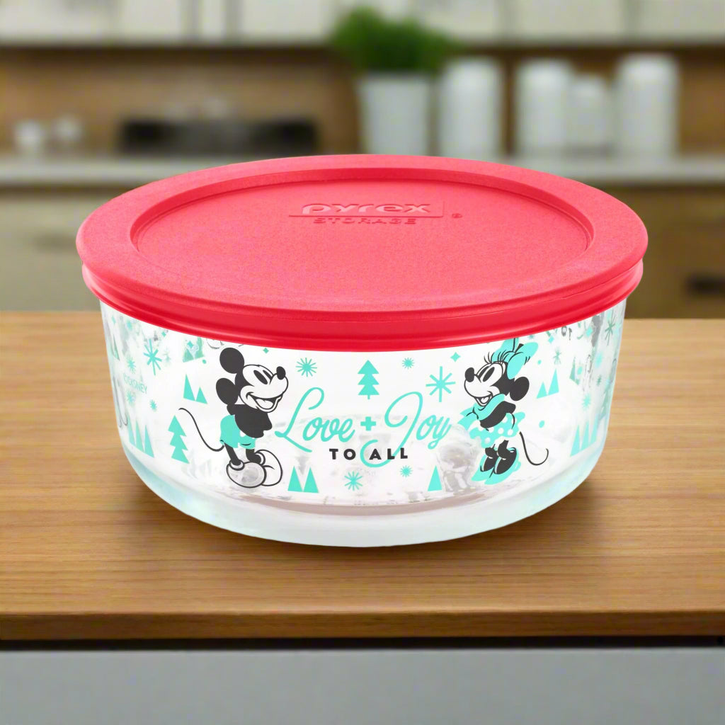 Pyrex Decorated 4cup Mickey & Friends With Red Cover