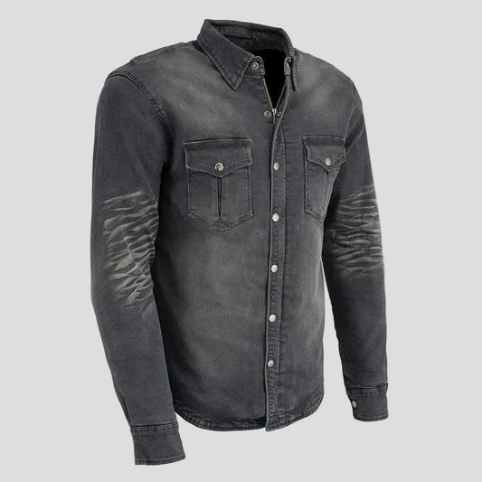 Milwaukee Leather Men's Faded Denim Armored Shirt Jacket