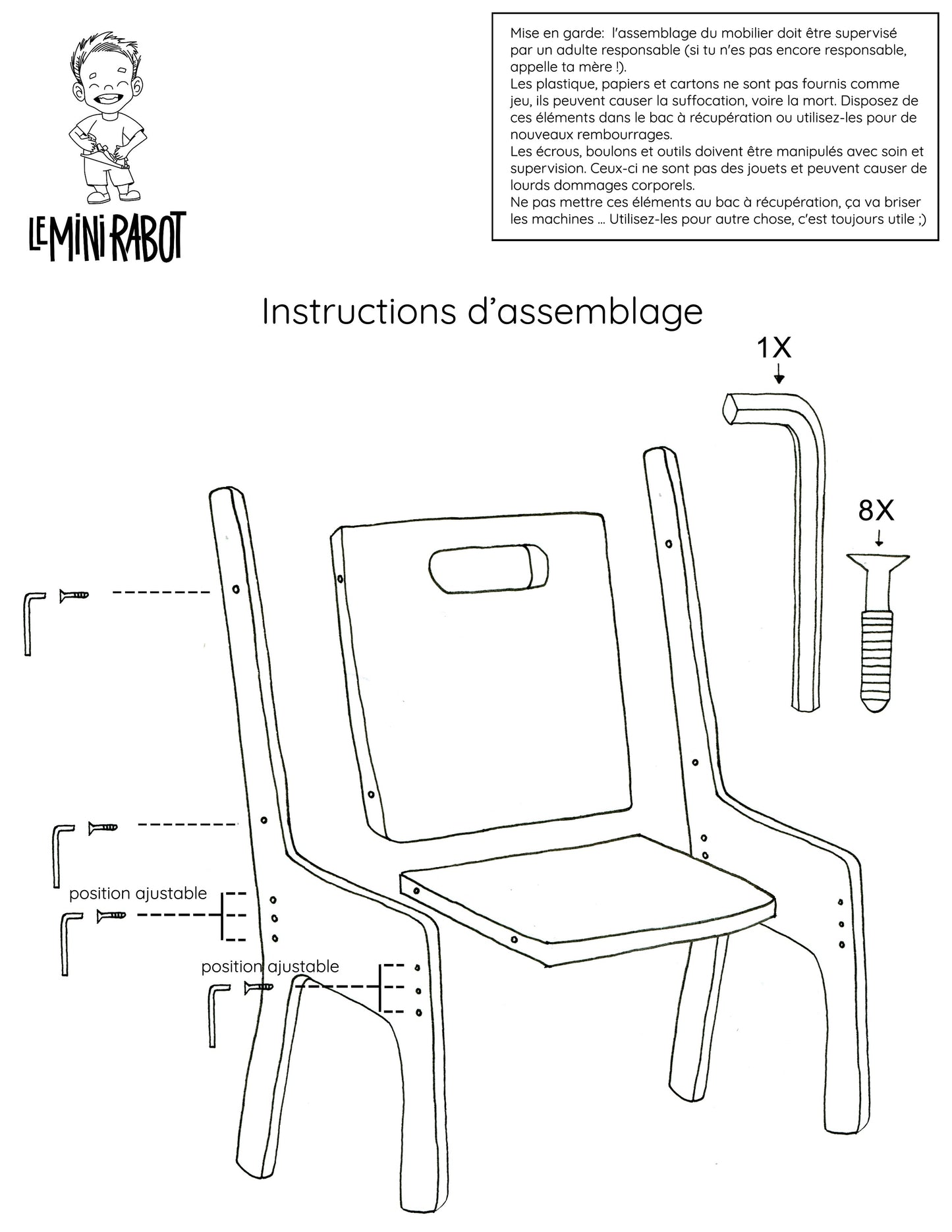 Kit évolutif table et chaises en bois pour enfants - Le Mini Curieux