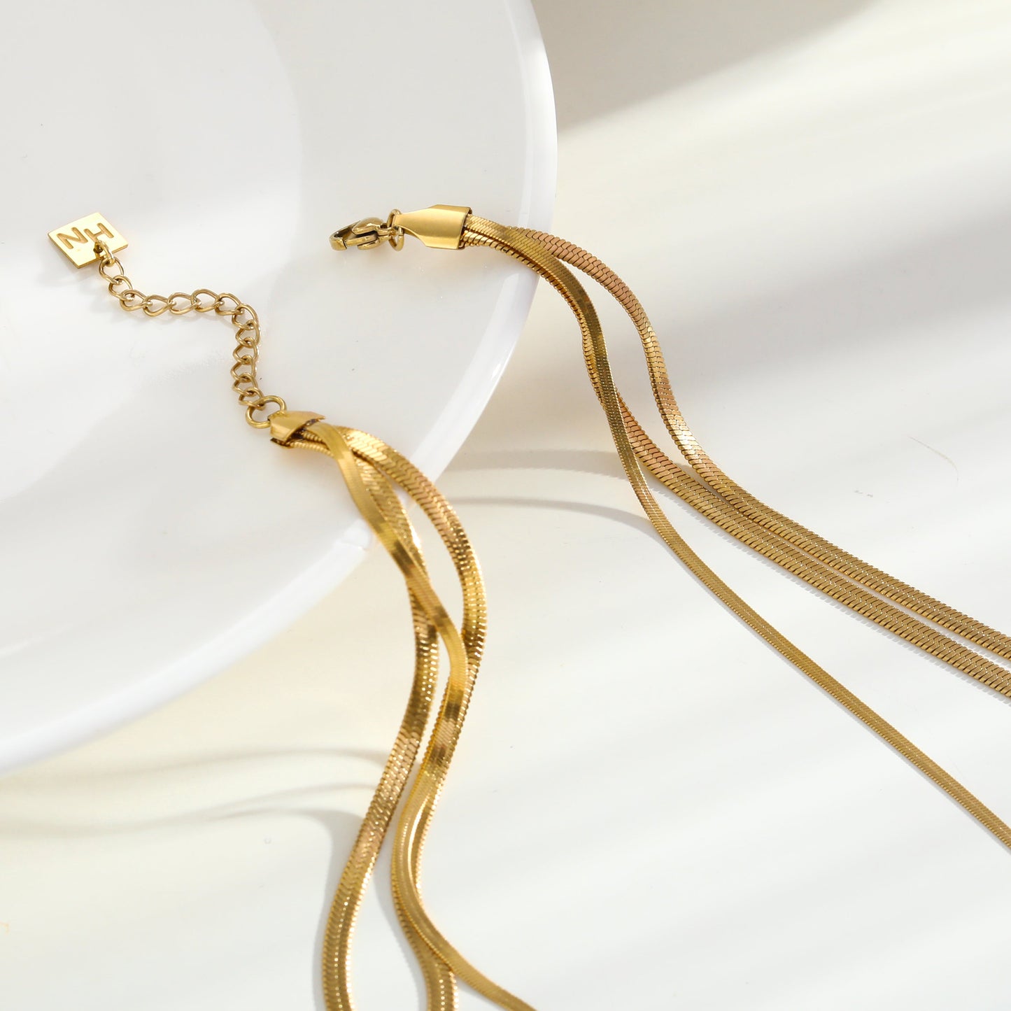 NALA: Snake-Skin Textured Triple Layered Gold Necklace