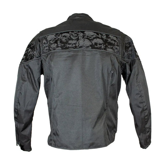 Open Road Men's Reflective Skull Textile Motorcycle Jacket