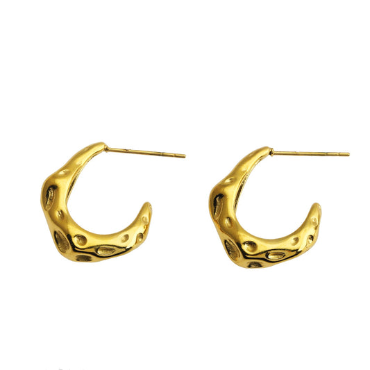 SADE Hammered Finish Mini Hoop Gold Earrings
