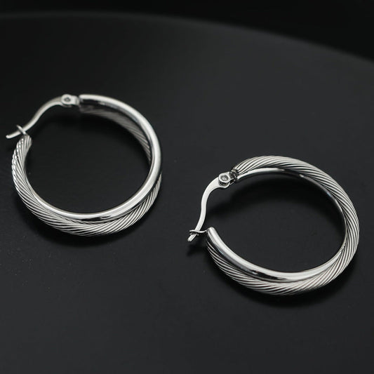 Style SAJAN: Double Hoop Silver Earrings