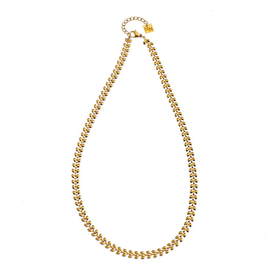 FANIA: Leafy Patterned Bold Chain Necklace