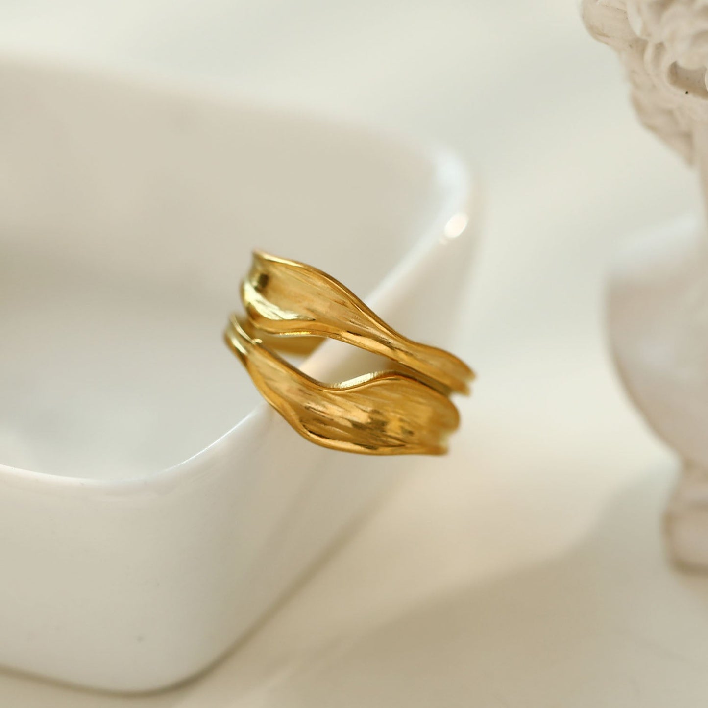 LARKE Avant-Garde Textured & Shaped Stacked Abstract Ring