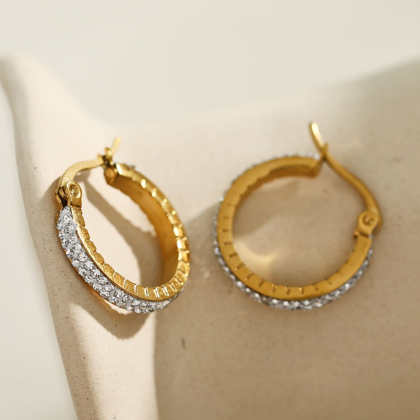 YARA: 'Pavé All the Way' Zirconia Hoop Earrings (Small Size) Gold