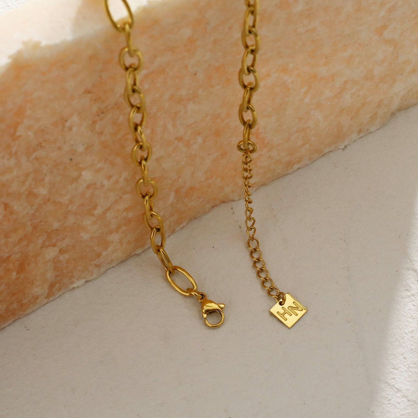 MAGENA Oval-Links & Adjoined Beads Statement Necklace