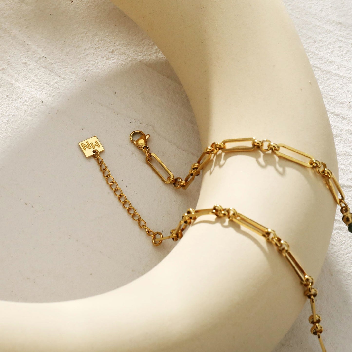 LYON: Boho-Chic African Turquoise Natural Stone Charm Pendant Gold Necklace