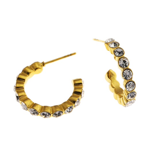 HAMIA: Zirconia Embellished Beaded Hoop Earrings